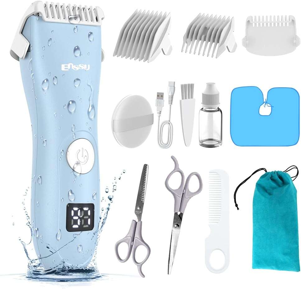 Baby Hair Clippers, Professional Quiet Hair Trimmer for Kids and Toddler, Waterproof & Rechargeable Cordless Hair Cutting Machine for Children, with LCD Display - Image 1