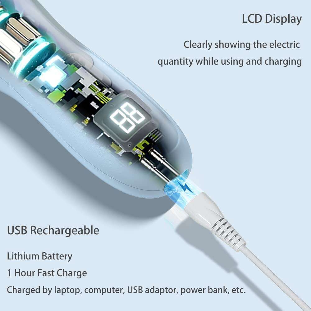 Baby Hair Clippers, Professional Quiet Hair Trimmer for Kids and Toddler, Waterproof & Rechargeable Cordless Hair Cutting Machine for Children, with LCD Display - Image 4