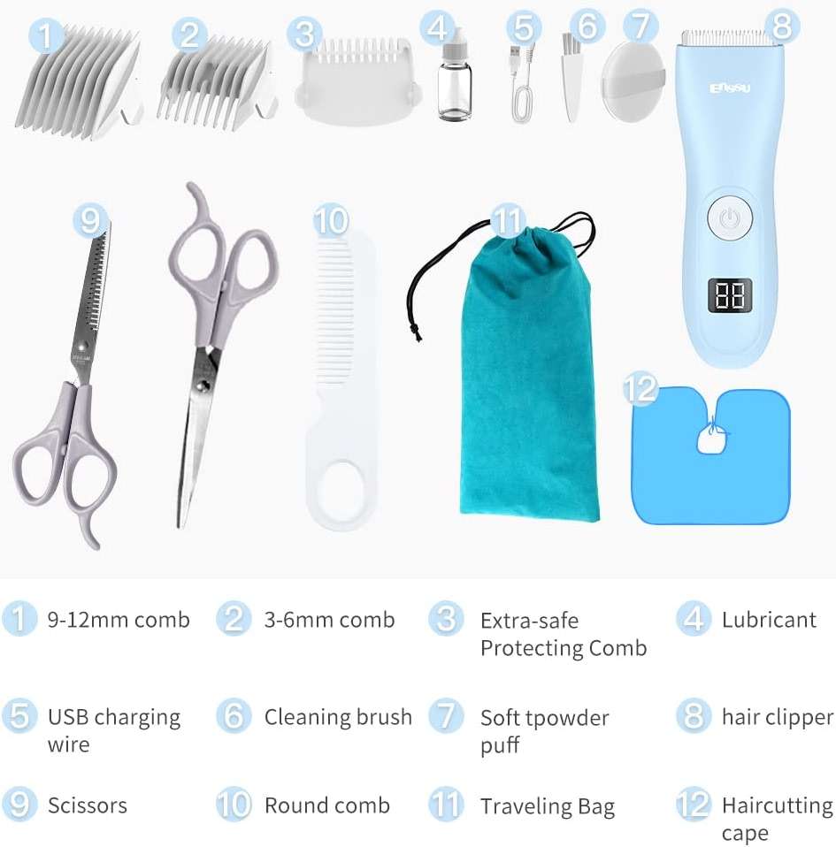 Baby Hair Clippers, Professional Quiet Hair Trimmer for Kids and Toddler, Waterproof & Rechargeable Cordless Hair Cutting Machine for Children, with LCD Display - Image 7