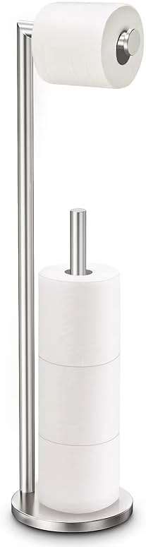 Toilet Paper Holder Stand, Toilet Paper Stand Brushed Nickel, Free Standing Toilet Paper Holder, Toilet Paper Storage by Bathth - Image 1