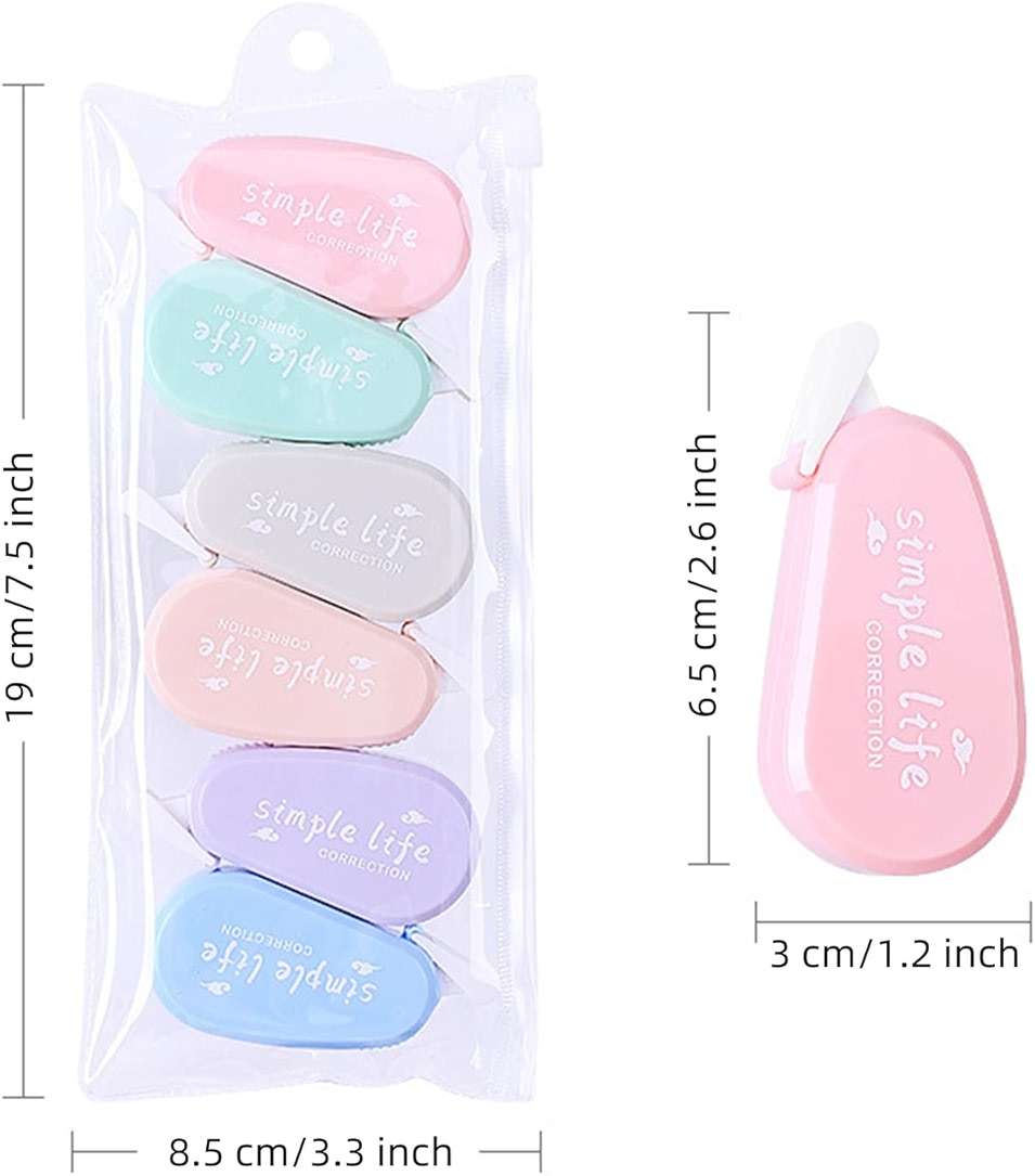 GINCEVHY 12 Pack Aesthetic Pastel Correction Tape, 0.2 x 197 inch, Instant Corrections, Easy to Use Applicator, White Smooth Pull Out Correction Tape for School, Office, Crafting - Image 2