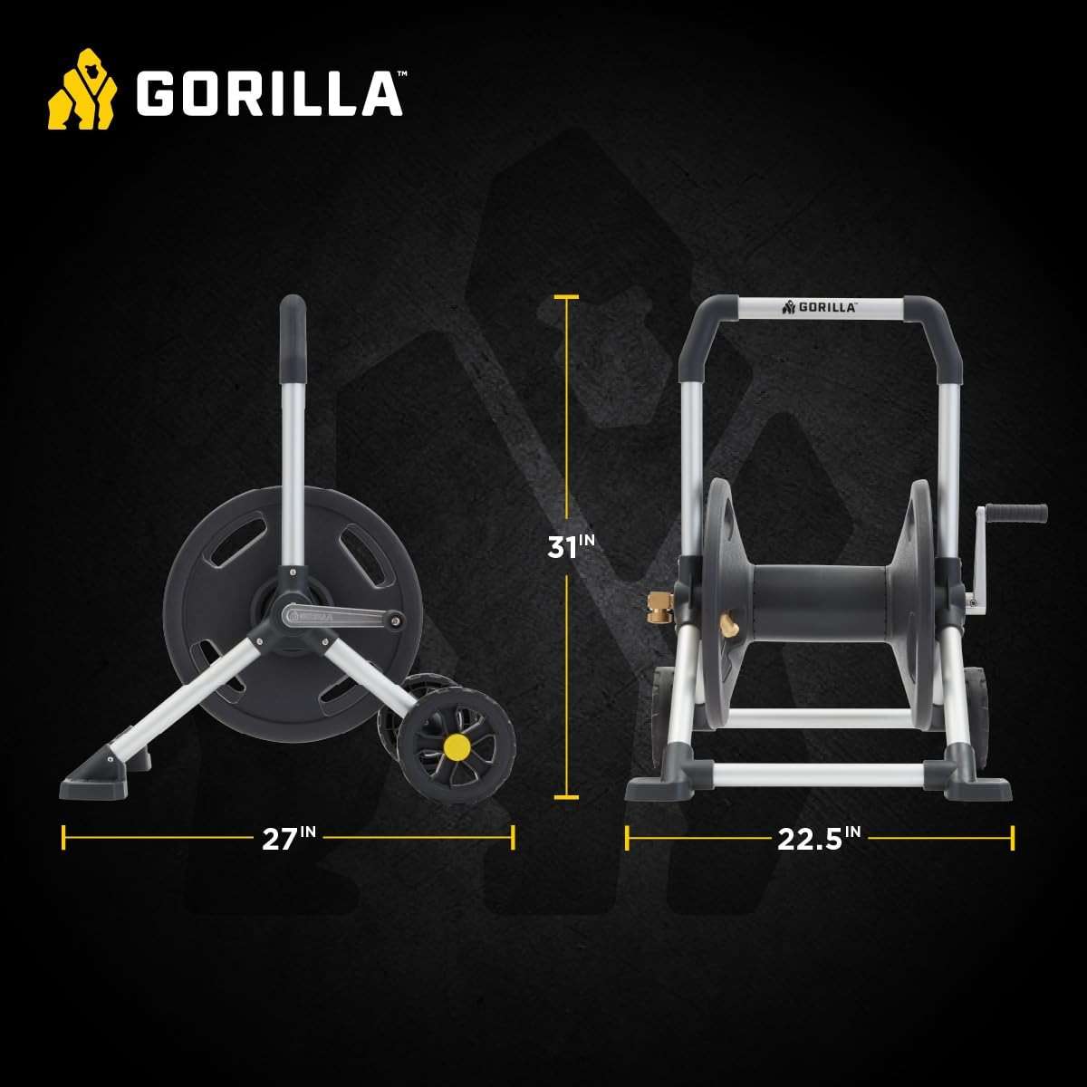 Gorilla 200’ Aluminum Zero-Rust Upright Hose Reel - Image 3