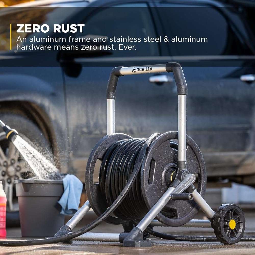Gorilla 200’ Aluminum Zero-Rust Upright Hose Reel - Image 6