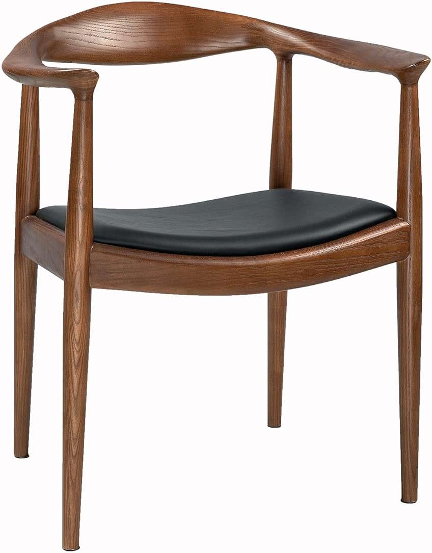 Forsho Kennedy Armchair, Mid Century Modern Dining Chair, PU Upholstered Kennedy Chair, Ash Wood Armchair for Living Room, Dining Room, Office, Kitchen, Fully Assembled（Walnut） - Image 1
