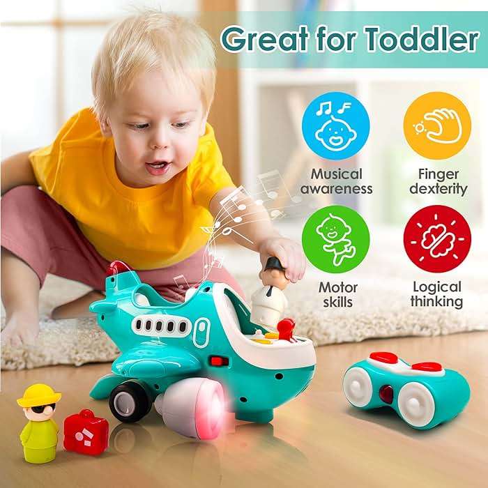 iPlay, iLearn Baby Airplane Toys, Cool Remote Control Plane Toy for Toddlers 2-3, Infant Musical RC Helicopter W/Light Sound, Birthday Gifts for 18 24 Month 2 3 4 Year Old Boy Girl Kids Children - Image 4