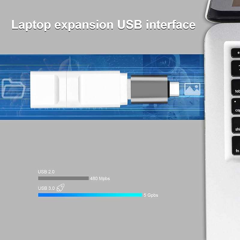 USB C to USB Adapter, Type C Thunderbolt 4 OTG Converter, USB C Male to USB 3.0 Female Adapter (3-Pack) for Apple MacBook Pro, Mac Book, iPad, Samsung Galaxy S20-S23 and More (Black/Grey/Silver) - Image 4