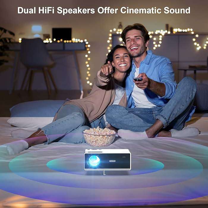 FUDONI Projector with WiFi and Bluetooth 4K Support, 300ANSI Outdoor Indoor Projector FHD 1080P Max 300" Display, Movie Video Home Theater Projector Compatible w/HDMI/USB/Phone/Laptop/TV Stick - Image 8