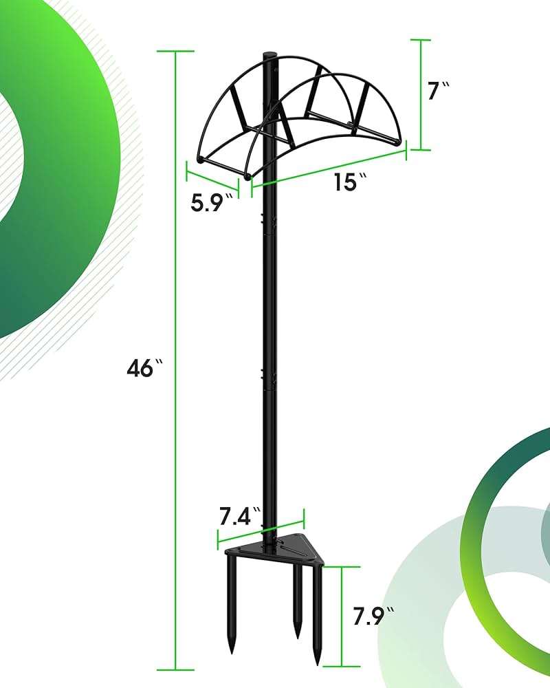 Meykwod Garden Hose Stand/Hanger Freestanding, Heavy Duty In-Ground Hose Rack Organizer for Outside Yard, Sturdy to Hold 150ft (Metal, Black) - Image 3