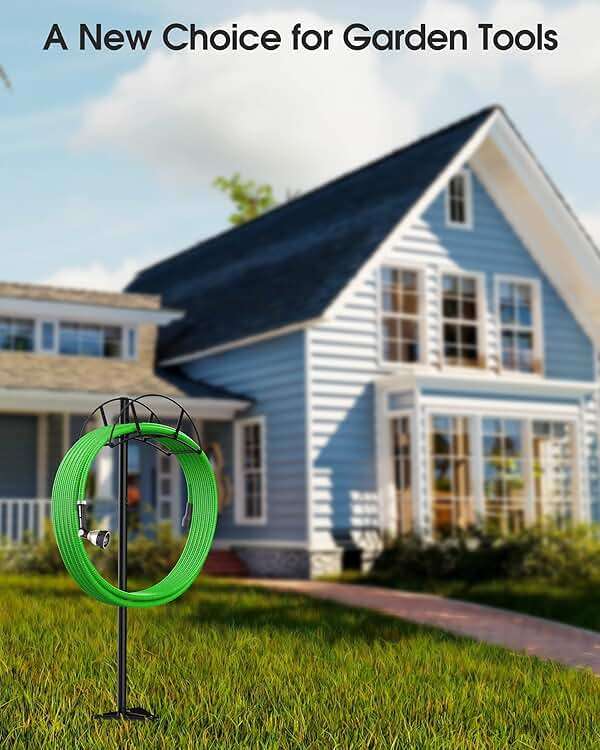 Meykwod Garden Hose Stand/Hanger Freestanding, Heavy Duty In-Ground Hose Rack Organizer for Outside Yard, Sturdy to Hold 150ft (Metal, Black) - Image 7
