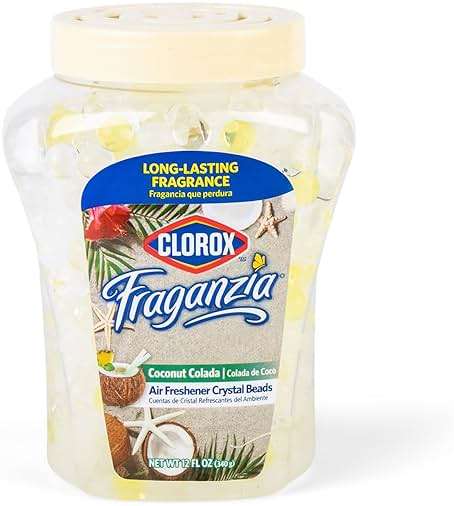Clorox Fraganzia Crystal Beads Air Freshener, Long Lasting Room Deodorizer and Odor Eliminator Gel Beads to Freshen Home, Car, or Office, Coconut Colada Scent, 12 Fl Oz - Image 1