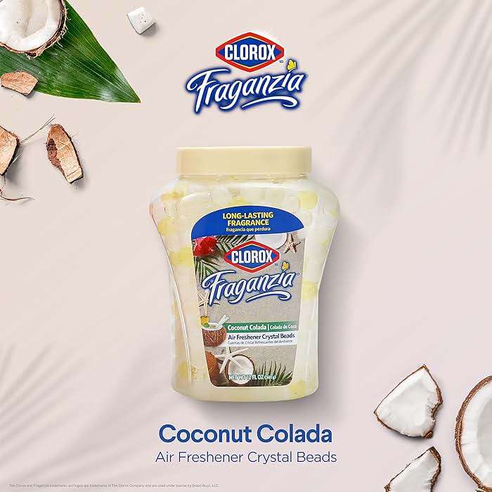 Clorox Fraganzia Crystal Beads Air Freshener, Long Lasting Room Deodorizer and Odor Eliminator Gel Beads to Freshen Home, Car, or Office, Coconut Colada Scent, 12 Fl Oz - Image 2