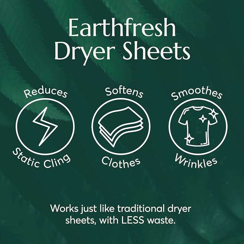 Cleanomic Earthfresh Fabric Softener Sheets Dryer Sheets, Softens & Removes Static Cling, Vegan Laundry Softener With Essential Oils -Fragrance Free - Image 3