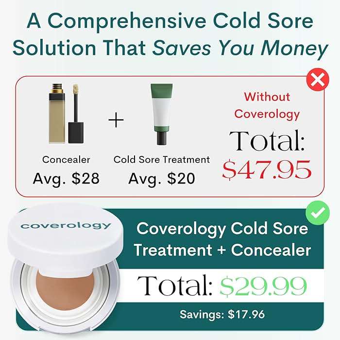 Coverology Cold Sore Treatment & Cold Sore Concealer - The Best Full Coverage Cold Sore Cover Up Makeup to Help Disguise and Soothe - Light - Image 8