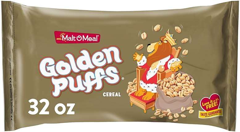 Malt-O-Meal Golden Puffs Sweetened Puffed Wheat Breakfast Cereal, Bulk Family Size, 32 oz Resealable Bag - Image 1
