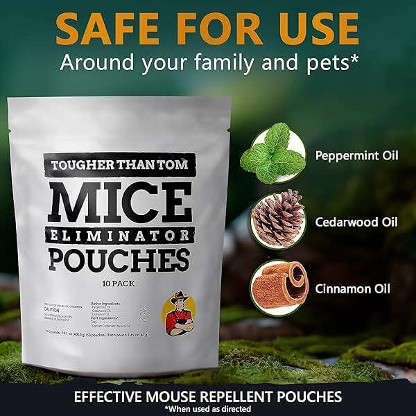 10 Pack All-Natural Mice Repellent Pouches – Harmless Peppermint Essential Oil Mouse Deterrent - Keep Mice Out of Your Home and Your Family Safe - by Tougher Than Tom - Image 2