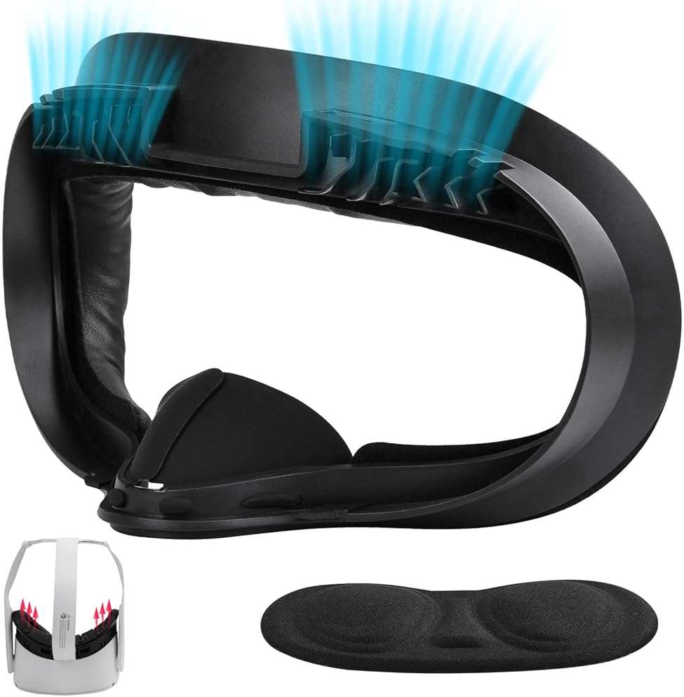 VR Facial Interface and Foam Replacement Set for Oculus Meta Quest 2 | Removable Facial Interface Frame & Foam Face Covers Replacement & Anti-Leakage Nose Pad & Lens Cover - Image 1