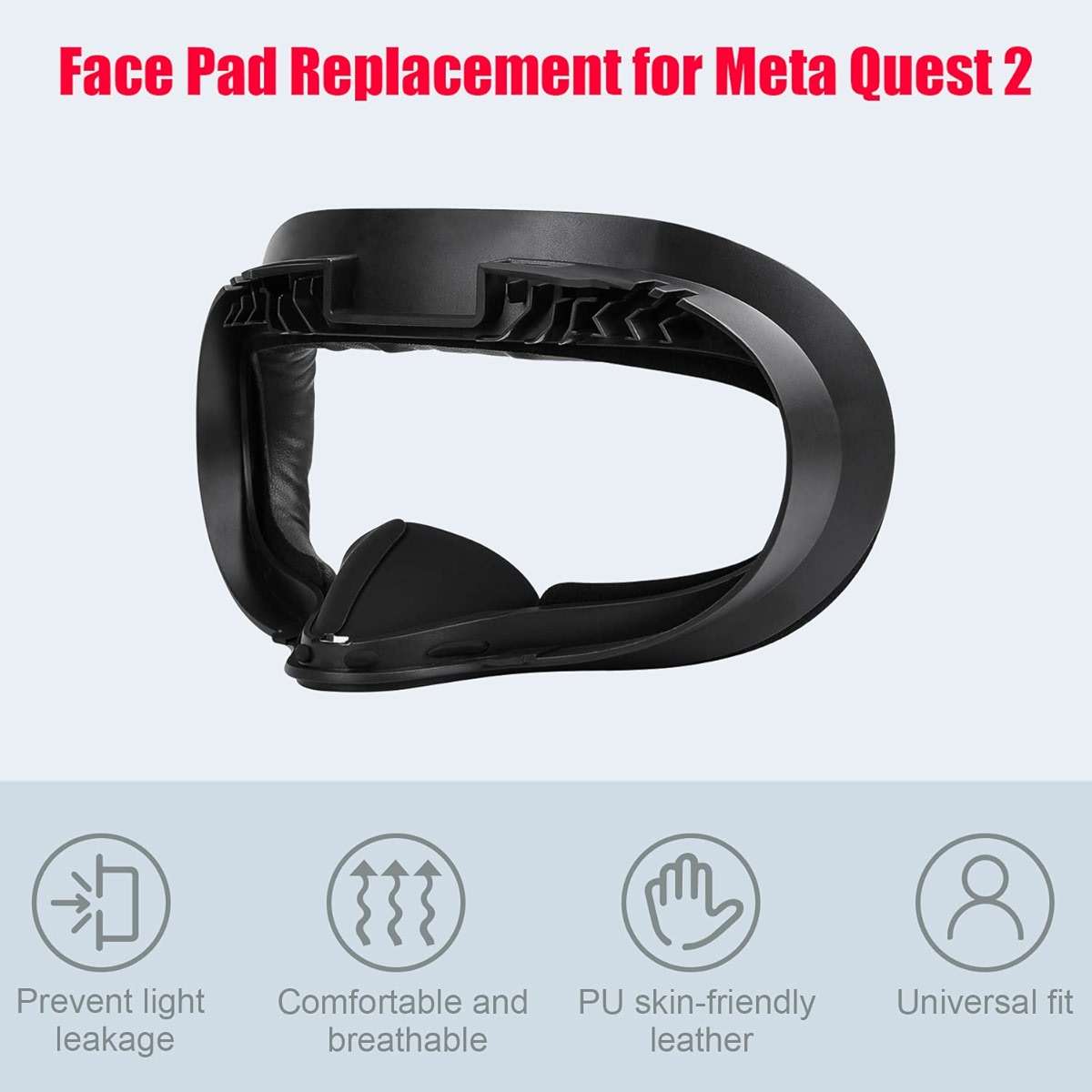 VR Facial Interface and Foam Replacement Set for Oculus Meta Quest 2 | Removable Facial Interface Frame & Foam Face Covers Replacement & Anti-Leakage Nose Pad & Lens Cover - Image 3