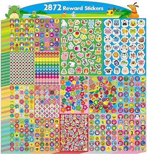 2872 Large Incentive Stickers, 64 Sheets Round Encouragement Stickers, Animals Donuts Cupcakes Stars Hearts Motivational Teacher Classroom Reward Gifts Encourage Kids to Do Chores Go to The Toilet - Image 1