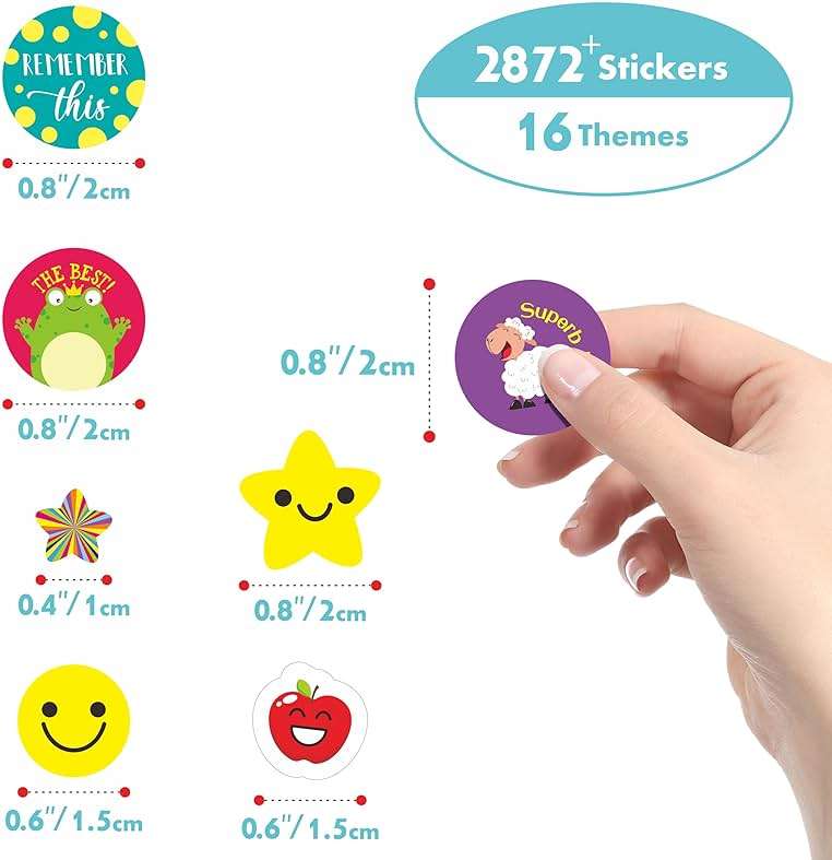 2872 Large Incentive Stickers, 64 Sheets Round Encouragement Stickers, Animals Donuts Cupcakes Stars Hearts Motivational Teacher Classroom Reward Gifts Encourage Kids to Do Chores Go to The Toilet - Image 4