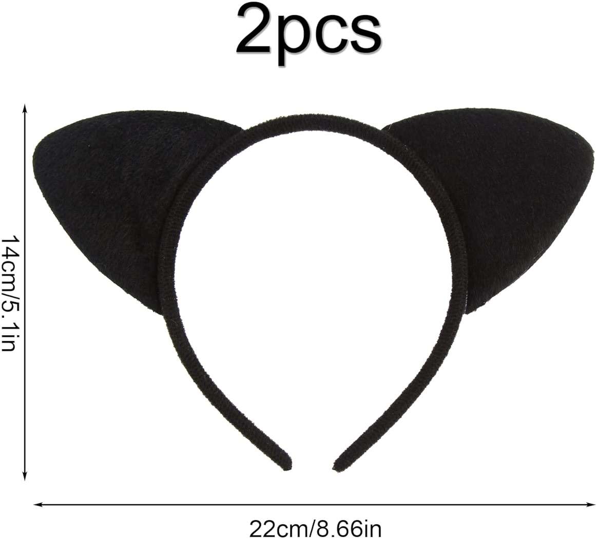SULOLI 2Pcs Cat Ears Headband,Black Cat Ears Costume for Women Girls Halloween Xmas Hair Accessories Party Wearing - Image 3