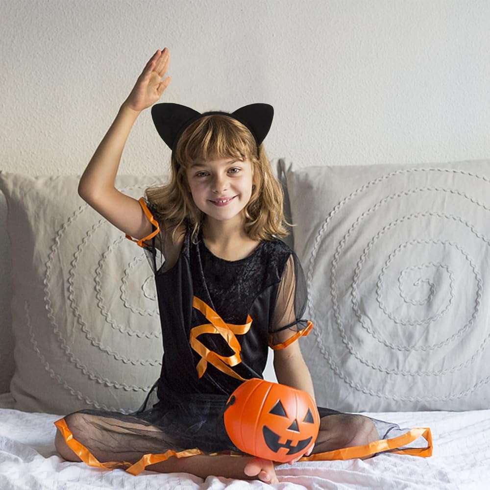 SULOLI 2Pcs Cat Ears Headband,Black Cat Ears Costume for Women Girls Halloween Xmas Hair Accessories Party Wearing - Image 5