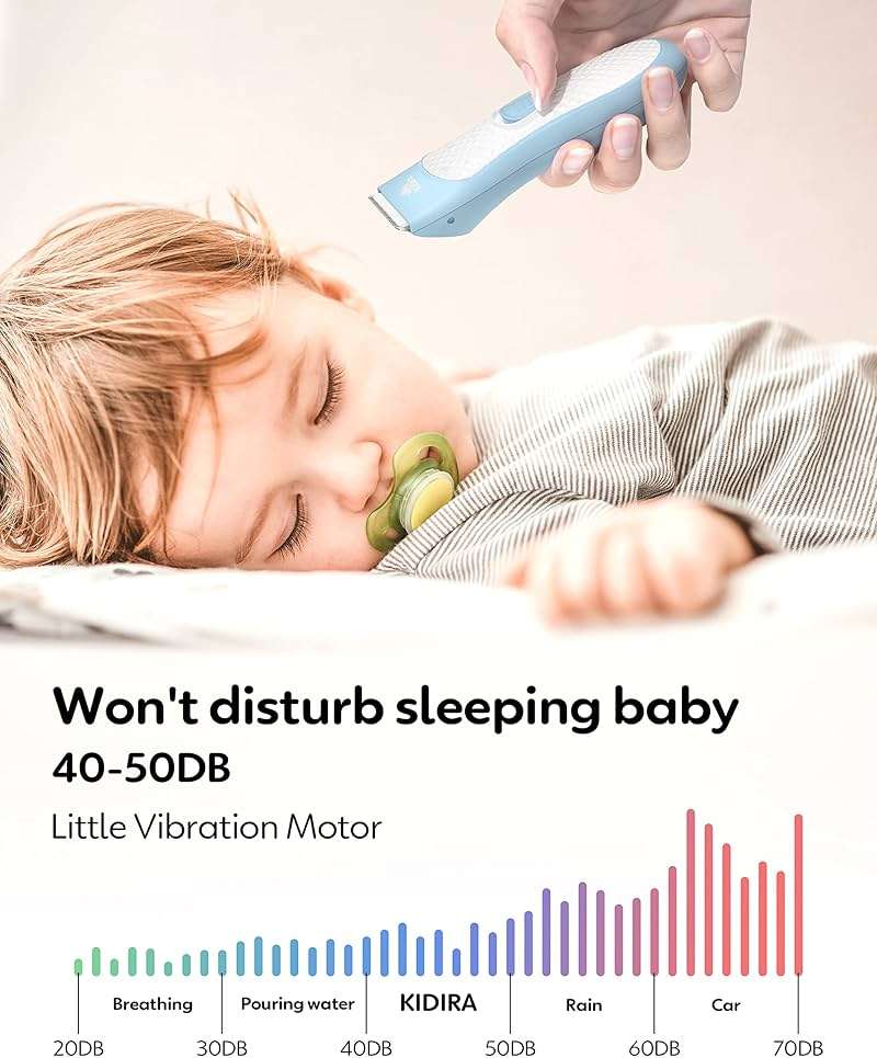 KIDIRA Baby Hair Clippers Quiet Hair Trimmer for Kids Toddler, Silent Hair Clippers for Children with Autism, Waterproof Rechargeable Cordless Ceramic Blade Haircut Kit - Image 3