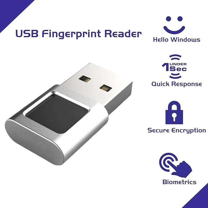 USB Fingerprint Reader Mini Fingerprint Scanner PC Dongle Windows Hello Fingerprint Reader for PC Laptop 360 Degree Touch Speedy Matching Biometric Portable USB Fingerprint Logger for Windows 10/11 - Image 2