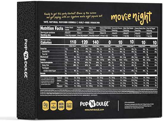Pop n' Dulge Popcorn Movie Night Supplies 16 pcs Gift Set, 5 Gourmet Popcorn Kernels, 5 Seasoning Variety Packs Non-GMO Kosher Snacks, Great Housewarming Family Date Night Gifts Basket Ideas For Him Her - Image 2