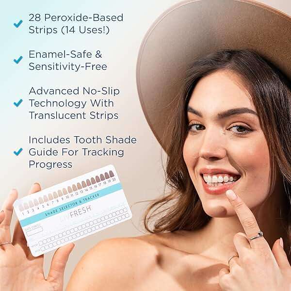 LIVFRESH Teeth Whitening Strips, 28 Strips, 14 Treatments, Great for Sensitive Teeth, Results in 14 Days, Enamel Safe, Coconut Oil & Hydrogen Peroxide, No Slip Teeth Whitener - Image 4
