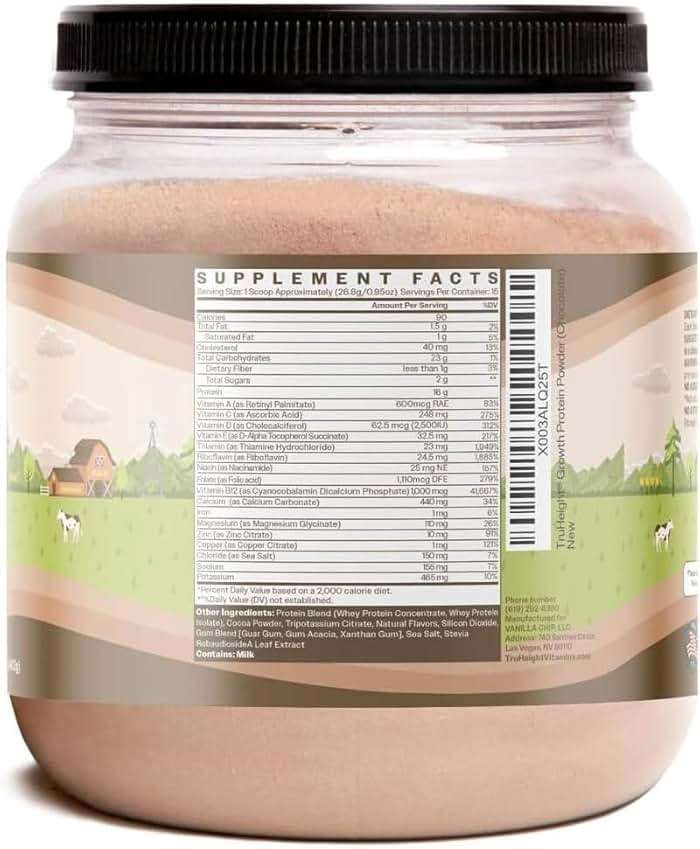 TruHeight Growth Protein Shake (Chocolate Milk Flavor, Whey) Tall Nutrition for Natural Growth & Development - Protein Powder for Kids & Teens, Weight Gain Drinks - Picky Eater Vitamin, Taller Ages 4+ - Image 2
