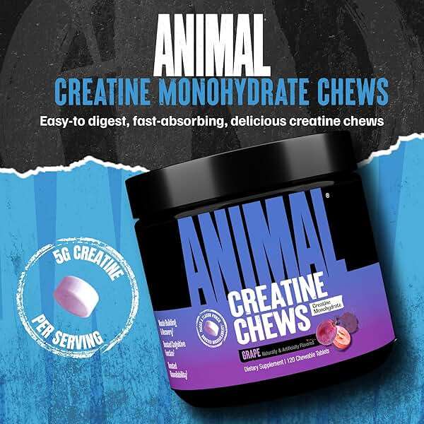 Animal Creatine Chews – 5g Creatine Monohydrate Tablets for Strength, Power & Training Recovery Support – Enhanced Absorption with AstraGin® – Convenient Chewable Format – 120 Tablets - Image 2