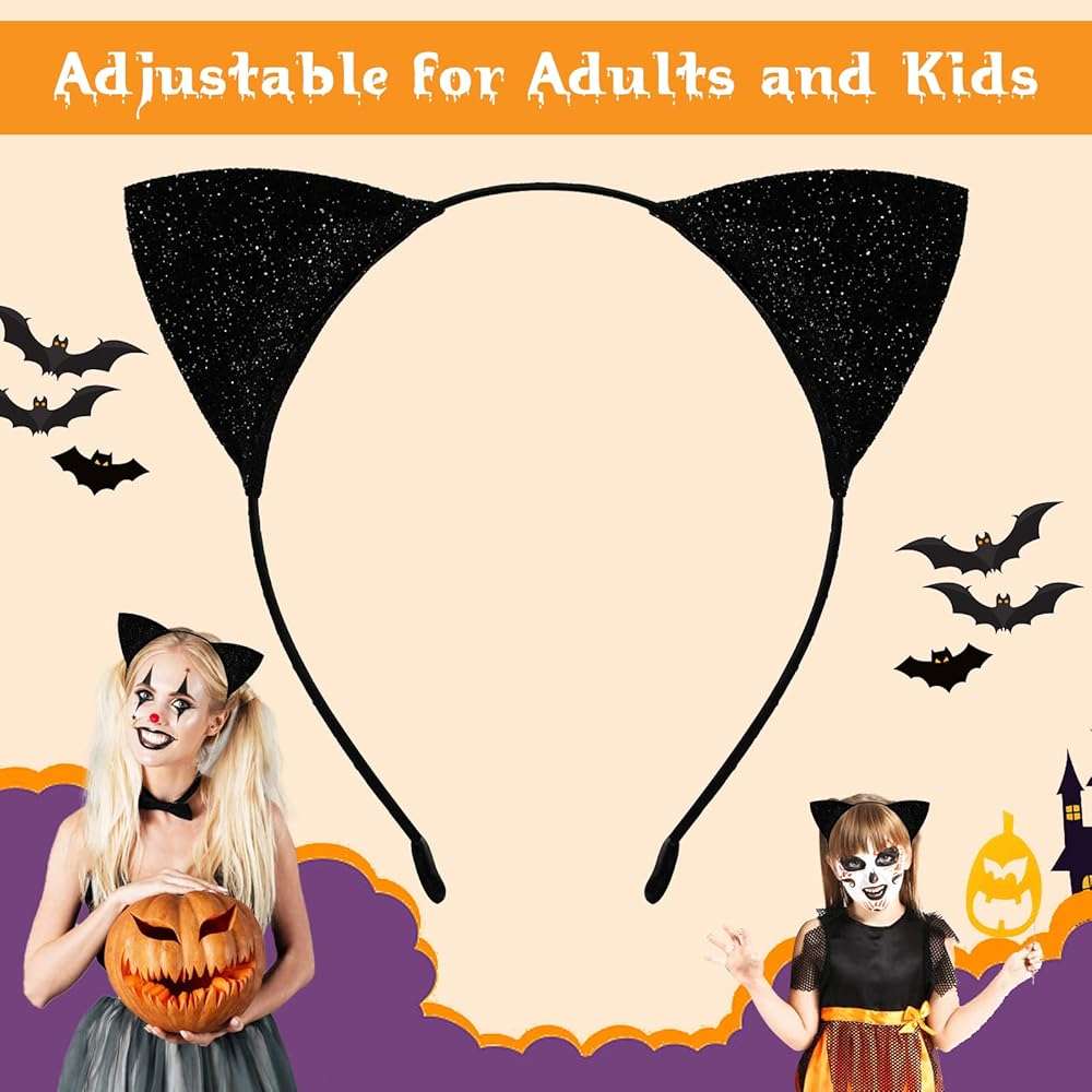 Wobeny Cat Ears Headband for Women Girls, Halloween Cosplay Cat Costume Hair Accessories for Adult Kids - Image 2