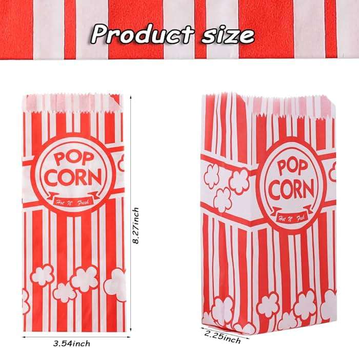 500 Pieces Paper Popcorn Bags 1 oz Small Pop Corner Bags Individual Servings for Popcorn Machine Christmas Party Disposable Pop Corn Storage Bag Bulk - Image 7