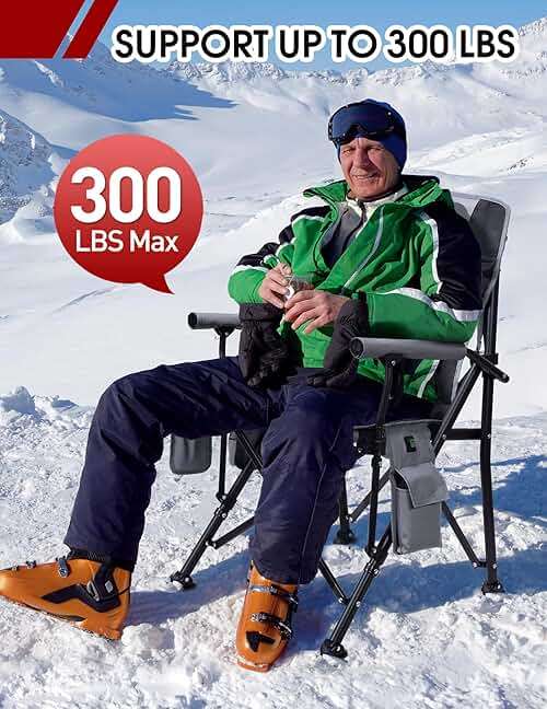 Docusvect Heated Camping Chair for Adults, Heats Back and Seat, 3 Heat Levels, Fully Padded Heated Folding Chair for Outdoor Sports with Cup Holder, Rich Pockets, Battery NOT Included - Image 5