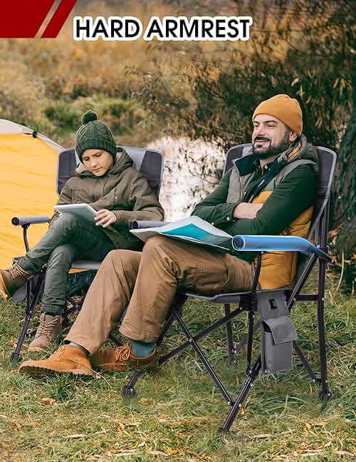 Docusvect Heated Camping Chair for Adults, Heats Back and Seat, 3 Heat Levels, Fully Padded Heated Folding Chair for Outdoor Sports with Cup Holder, Rich Pockets, Battery NOT Included - Image 6