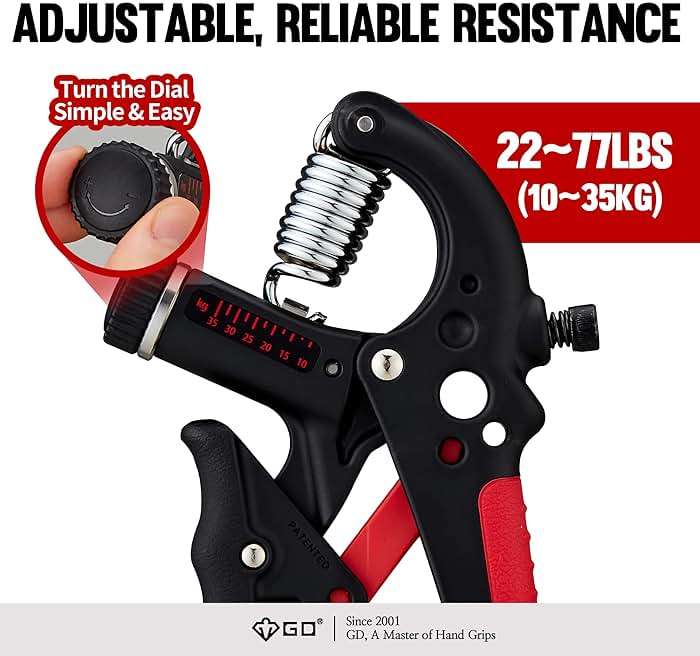 GD Grip2 Hand Grip Strengthener (Grip Strength Trainer) Adjustable Gripper (22~77lbs) Forearm and Wrist Exerciser Strengthener for grip Strength - Image 4