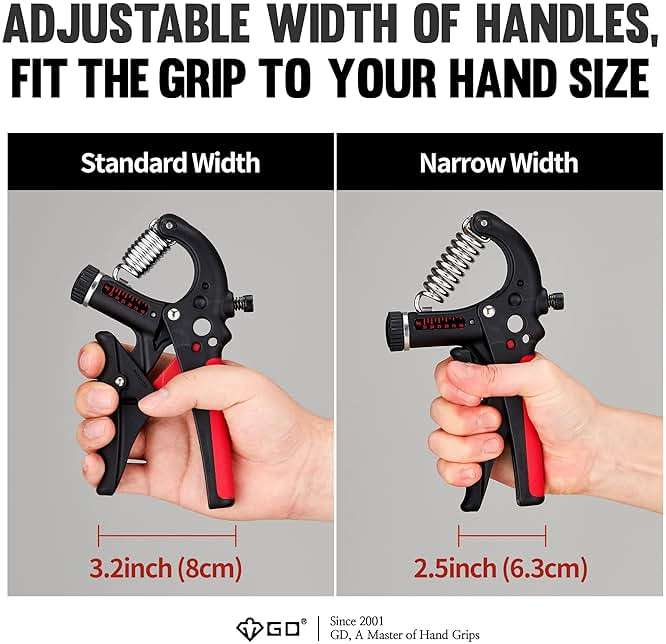 GD Grip2 Hand Grip Strengthener (Grip Strength Trainer) Adjustable Gripper (22~77lbs) Forearm and Wrist Exerciser Strengthener for grip Strength - Image 5