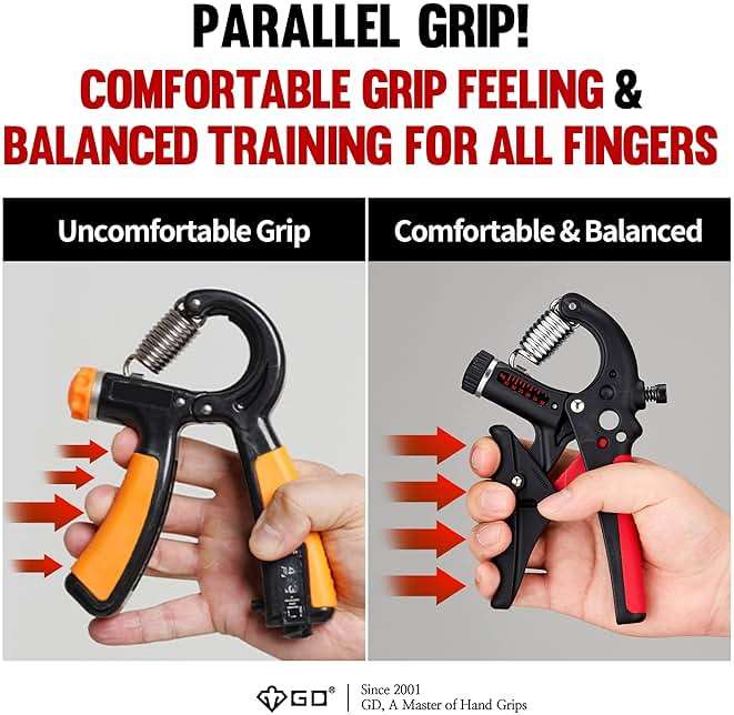 GD Grip2 Hand Grip Strengthener (Grip Strength Trainer) Adjustable Gripper (22~77lbs) Forearm and Wrist Exerciser Strengthener for grip Strength - Image 6