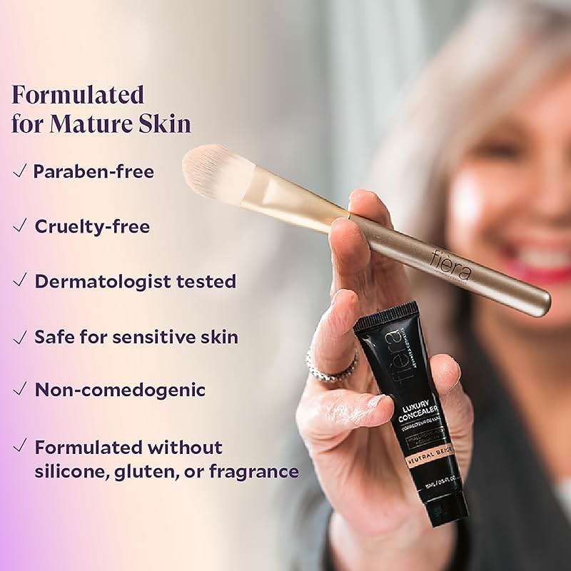 Fièra Luxury Concealer & Foundation with Anti-Aging Ingredients - Full Coverage for Dark Circles, Wrinkles, Fine Lines, and Spots, All-Day Wear For Mature Skin - Neutral Beige, 0.5 FL. OZ. / 15 ML - Image 9