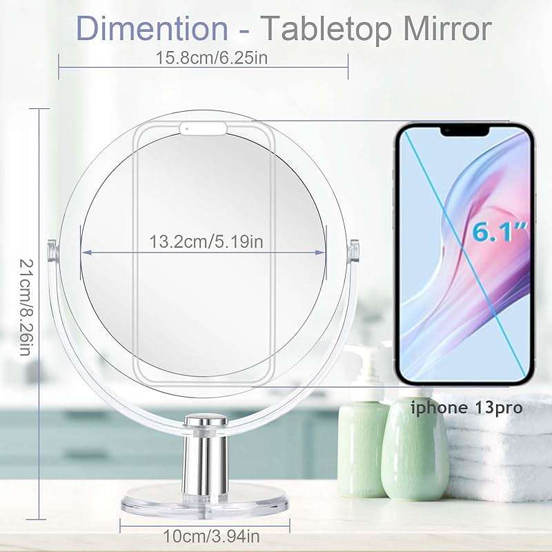 CLSEVXY Vanity Makeup Mirror with Stand, 1X/15X Magnification Double Sided 360 Degree Swivel, Portable Table Desk Counter top Magnifying Mirror, Tabletop Mirror for Bedroom or Dorm Room, 6.25 Inch - Image 3