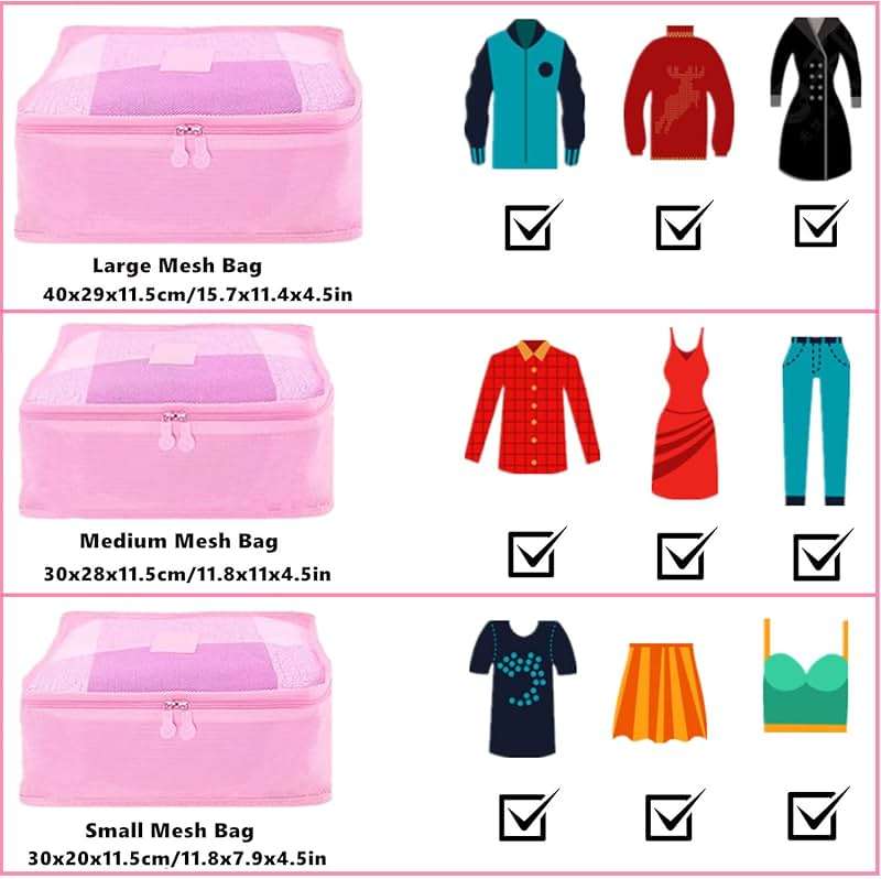 GUIFIER 6 Pack Packing Cubes for Suitcases, Luggage Organizer, Travel Bag Organizer Storage Bags, Travel Cubes Compression (Pink) - Image 2