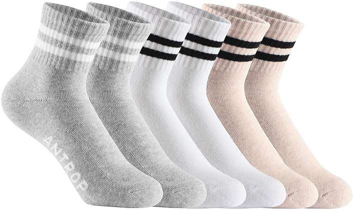 Antrop WoMen Quarter Crew Cotton Heel Tab Athletic Running Cushion Socks (6 Pairs) - Image 1