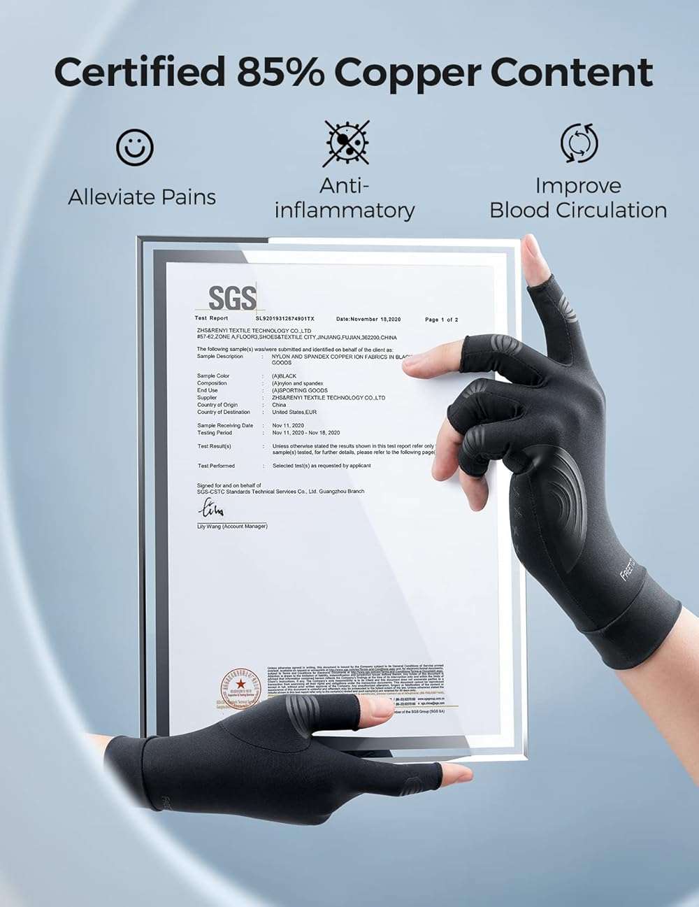 FREETOO Copper Arthritis Gloves for Carpal Tunnel Pain Relief, Strengthen Compression Gloves to Alleviate Hand Pains,Swelling, Fingerless Computer Typing Gloves for Rheumatoid, Tendonitis Women/Men-M - Image 5