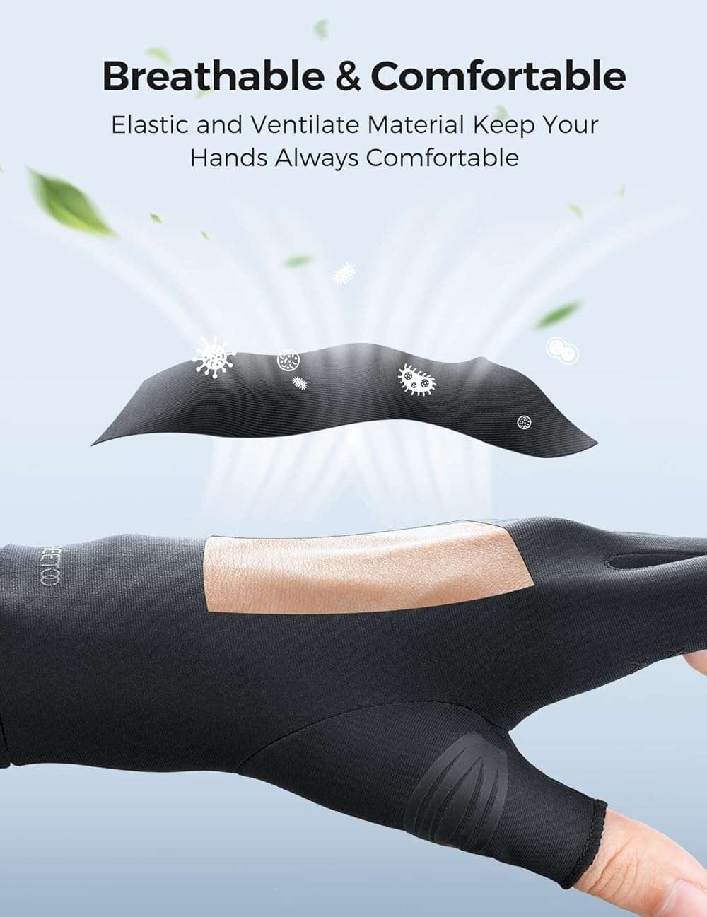 FREETOO Copper Arthritis Gloves for Carpal Tunnel Pain Relief, Strengthen Compression Gloves to Alleviate Hand Pains,Swelling, Fingerless Computer Typing Gloves for Rheumatoid, Tendonitis Women/Men-M - Image 6
