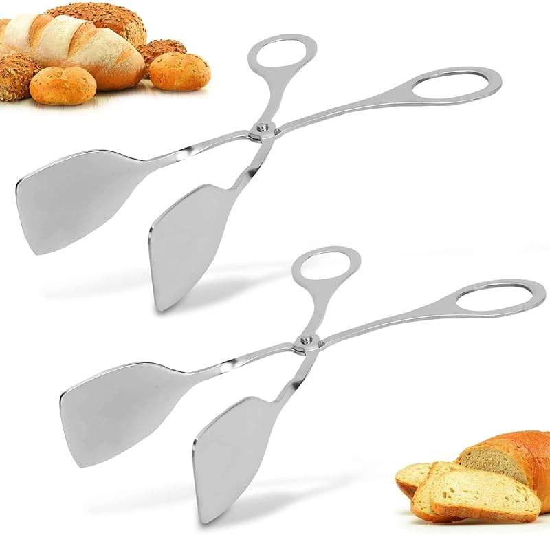 2 Pcs Tongs for Serving Food, Serving Tongs Stainless Steel Buffet Tongs Mini Tongs Bread Clip Food Tongs Scissors Shape Salad Steak Clip for Baking Barbecue Fried - Image 1