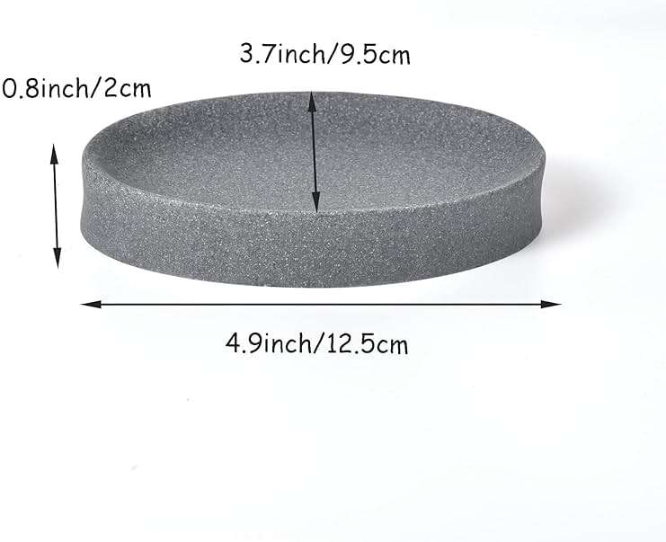 IMEEA Oval Resin Soap Dish for Bathroom Sink Stone-Look Soap Tray Holder for Bar Soap, Sponge or Shampoo Bar (Grey) - Image 3