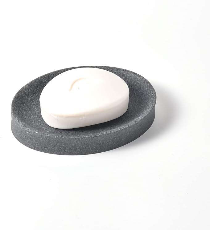 IMEEA Oval Resin Soap Dish for Bathroom Sink Stone-Look Soap Tray Holder for Bar Soap, Sponge or Shampoo Bar (Grey) - Image 8