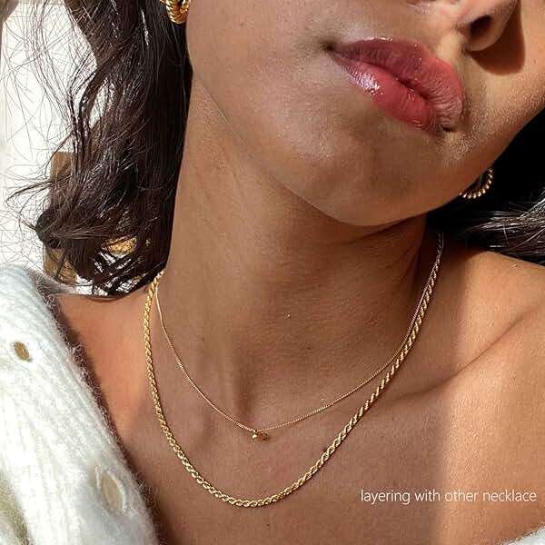 Freekiss Women's Layered Necklace Set - 3 Piece Dainty Gold Jewelry for Everyday Stacking | 14K Gold Plated Snake Chain, Rope Chain, Cuban Chain | Adjustable Length 14-18.5 Inch | Gift Ready - Image 4