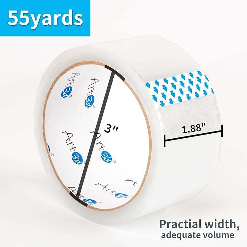 Art3d 6 Rolls Carton Sealing Tape Heavy Duty, Clear Packing Tape, 1.88" x 55 yds, 2 mil Thick - Image 3
