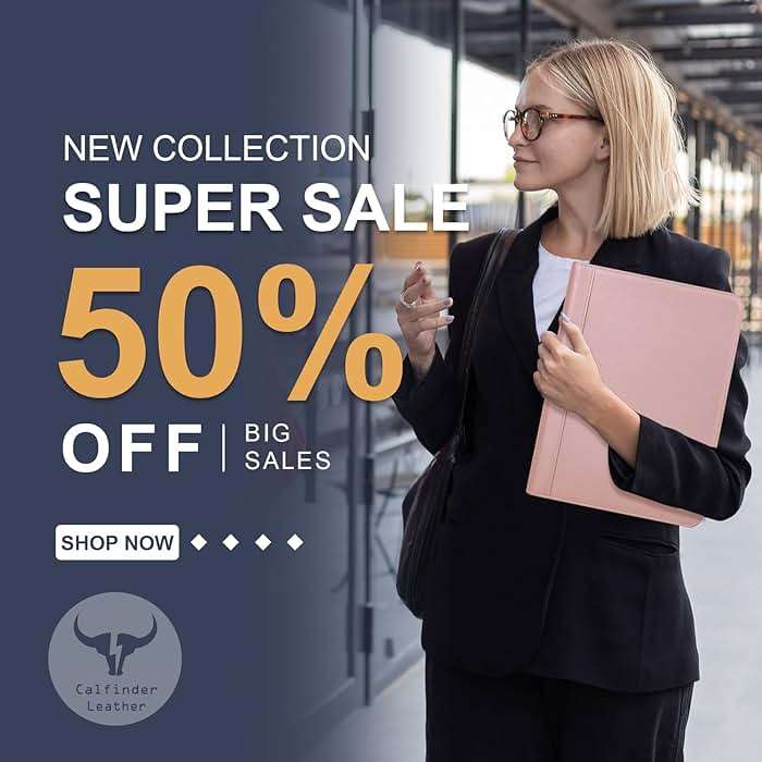 Calfinder Leather Portfolio Binder, PU Leather Portfolio Organizer for Women, 3 Ring Binder Resume Zippered Padfolio with A4/Letter Size Notepad Holder, Business Work Folio, Gift for Lady, Pink - Image 7